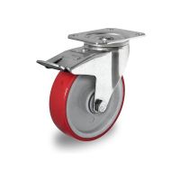 Rueda giratoria con freno Ø 100mm rodamiento de bola y rodadura PA / PU