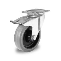 Rueda giratoria con freno Ø 125 mm con rodamiento bola y rodadura PA gris