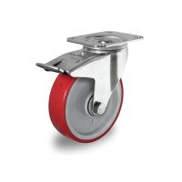 Rueda giratoria con freno Ø 125mm balón rodamiento de bolas y rodadura PA / PU