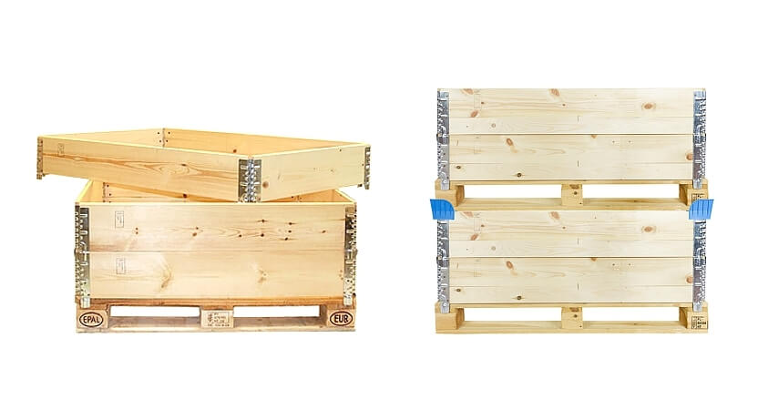 Las tapas de madera y plástico son accesorios necesarios para la parte superior de una caja de collares para palets.