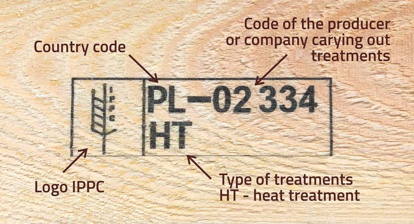 Palet de madera marcado con certificado IPPC